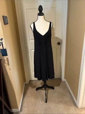 CAbi Black Backless V-Neck A-Line Dress